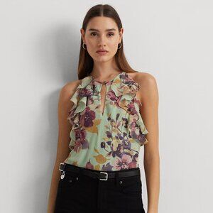 Lauren by Ralph Lauren Floral Crinkle Georgette Halter Blouse